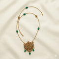 Invisible Beautiful Necklace With Green Glass Beads And Laxmi Pendent For Girls And Women