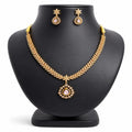 PJM Jewels - Elegants Crescent Bloom CZ Gold-Plated Necklace Set with Matching Earrings, Traditional and Party Wear